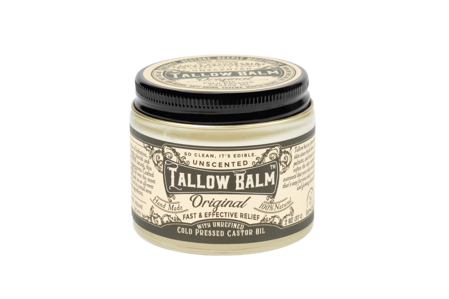 Tallow Balm Original - Unscented with Organic Castor Oil