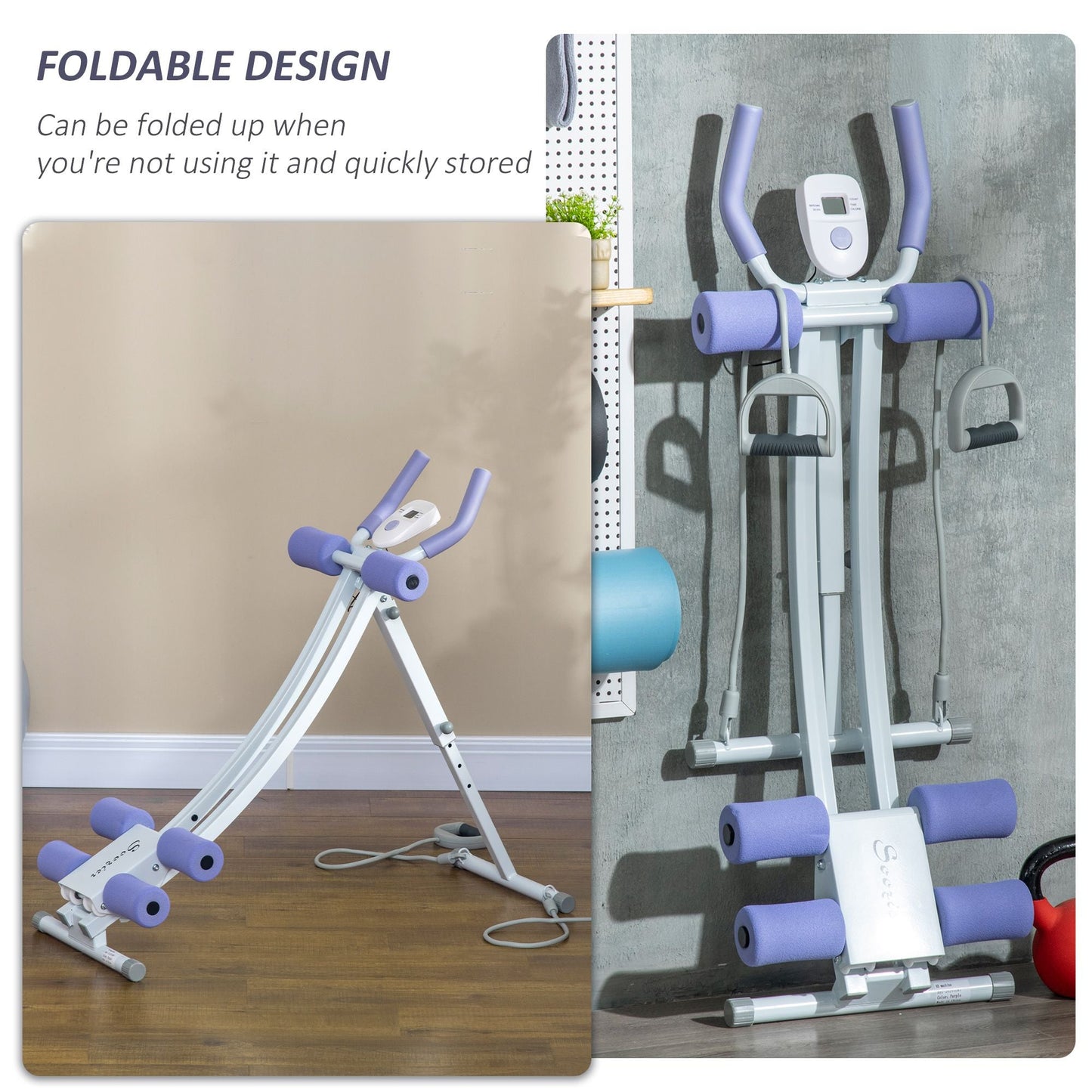 Soozier Foldable Ab Machine, Ab Workout Equipment with Adjustable Angles and Resistance Bands for Core and Stomach Exercise