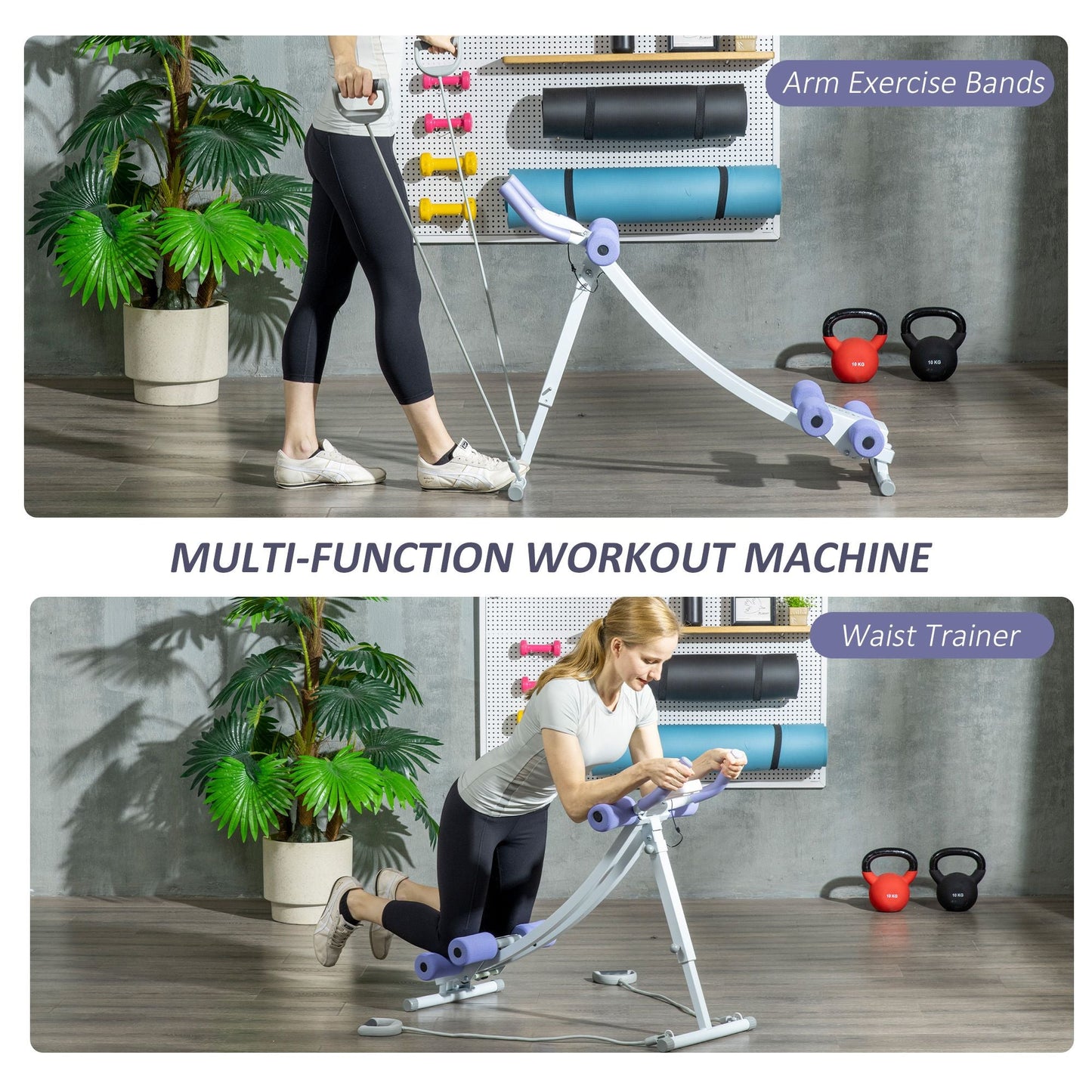 Soozier Foldable Ab Machine, Ab Workout Equipment with Adjustable Angles and Resistance Bands for Core and Stomach Exercise