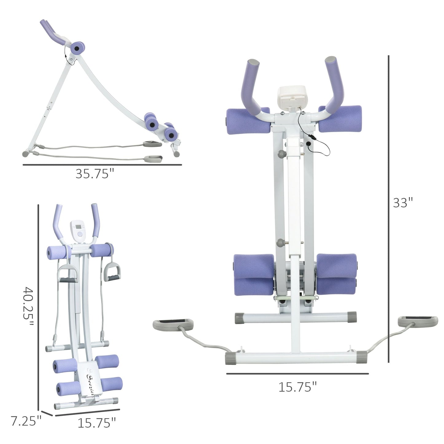 Soozier Foldable Ab Machine, Ab Workout Equipment with Adjustable Angles and Resistance Bands for Core and Stomach Exercise
