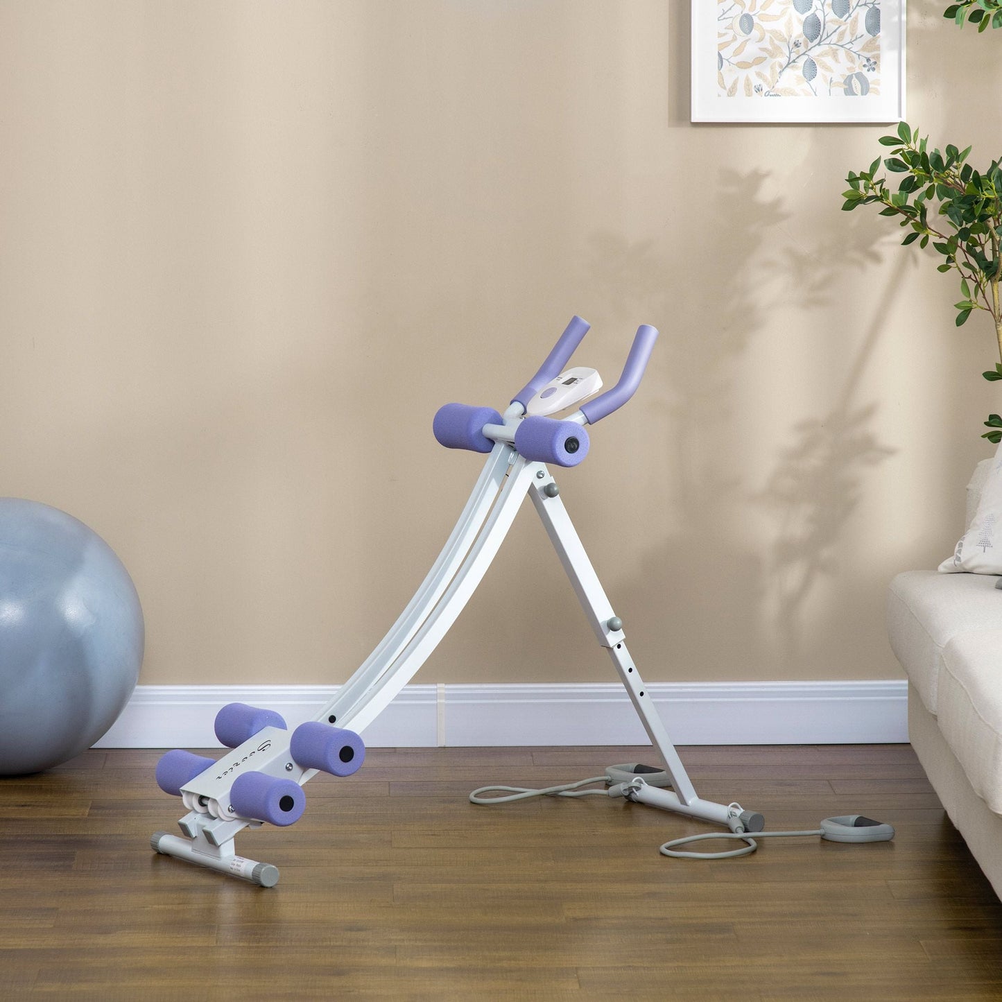 Soozier Foldable Ab Machine, Ab Workout Equipment with Adjustable Angles and Resistance Bands for Core and Stomach Exercise