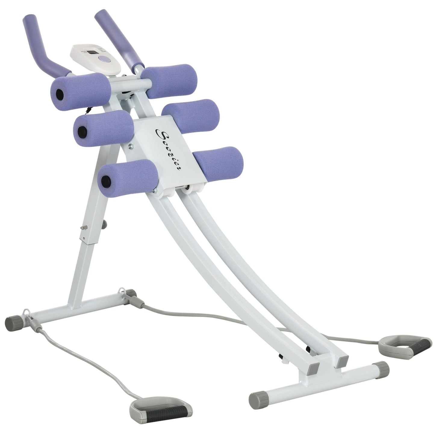 Soozier Foldable Ab Machine, Ab Workout Equipment with Adjustable Angles and Resistance Bands for Core and Stomach Exercise