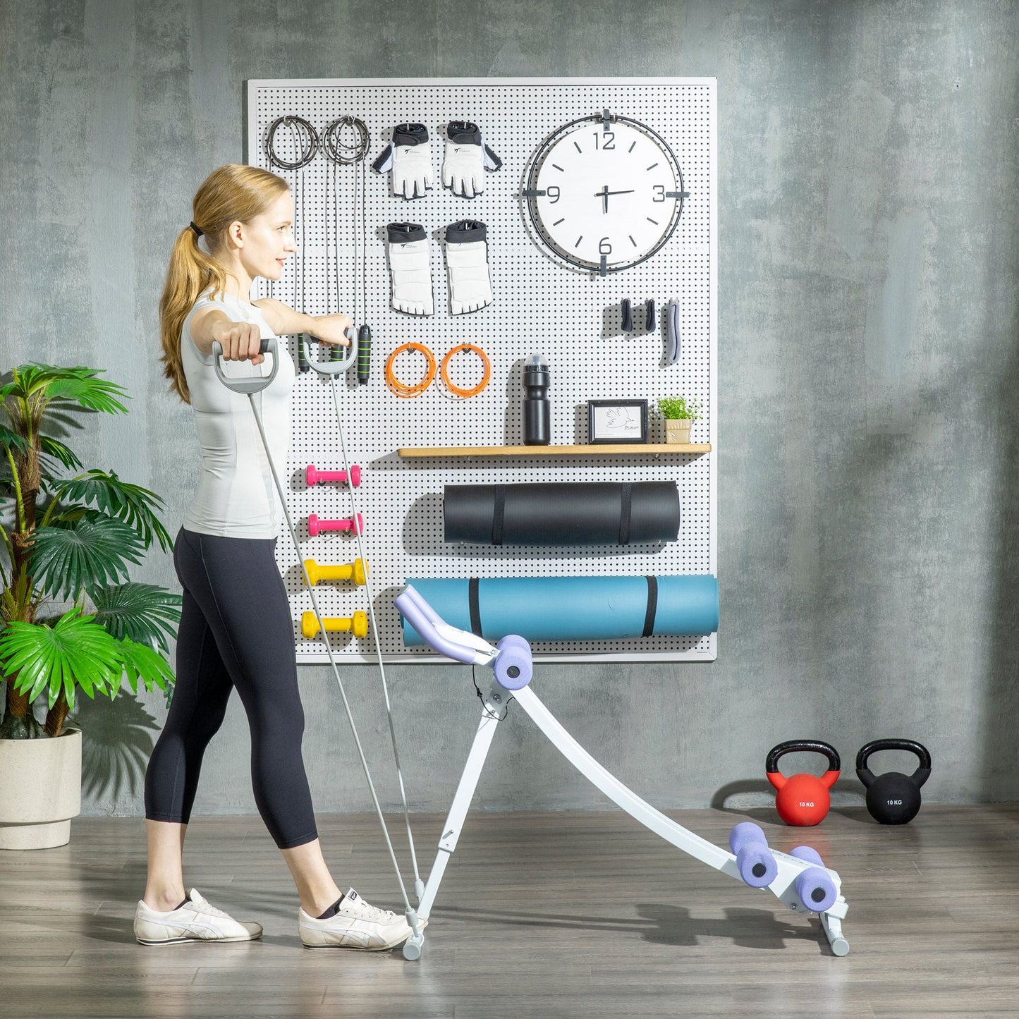 Soozier Foldable Ab Machine, Ab Workout Equipment with Adjustable Angles and Resistance Bands for Core and Stomach Exercise