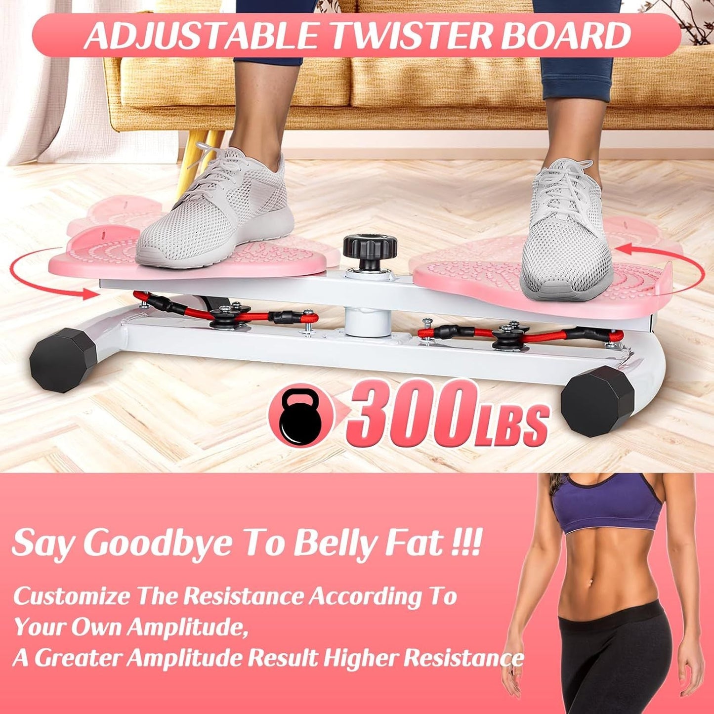 Fitness Waist Twister Board - Noiseless Ab Twister with Resistance Bands for Effective Belly Fat Sculpting