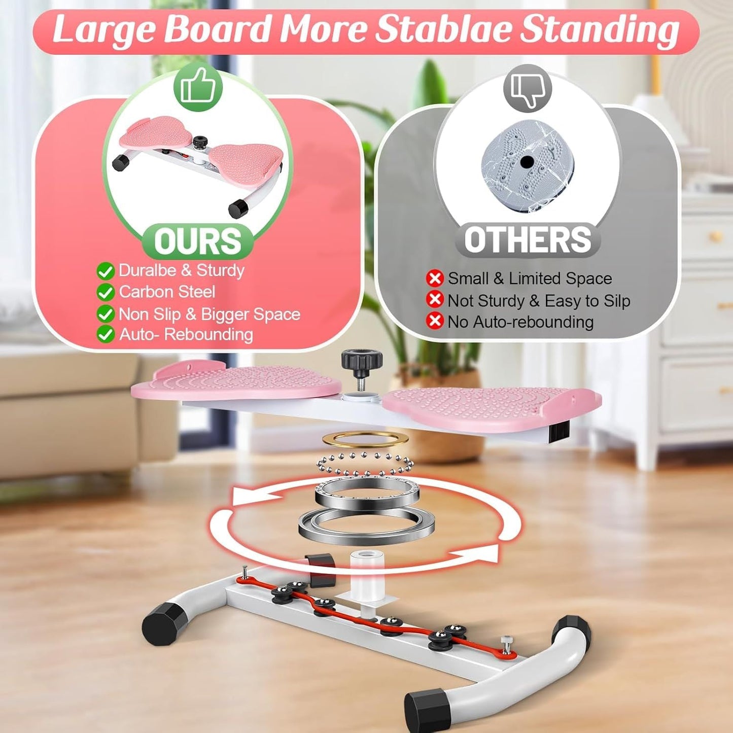 Fitness Waist Twister Board - Noiseless Ab Twister with Resistance Bands for Effective Belly Fat Sculpting