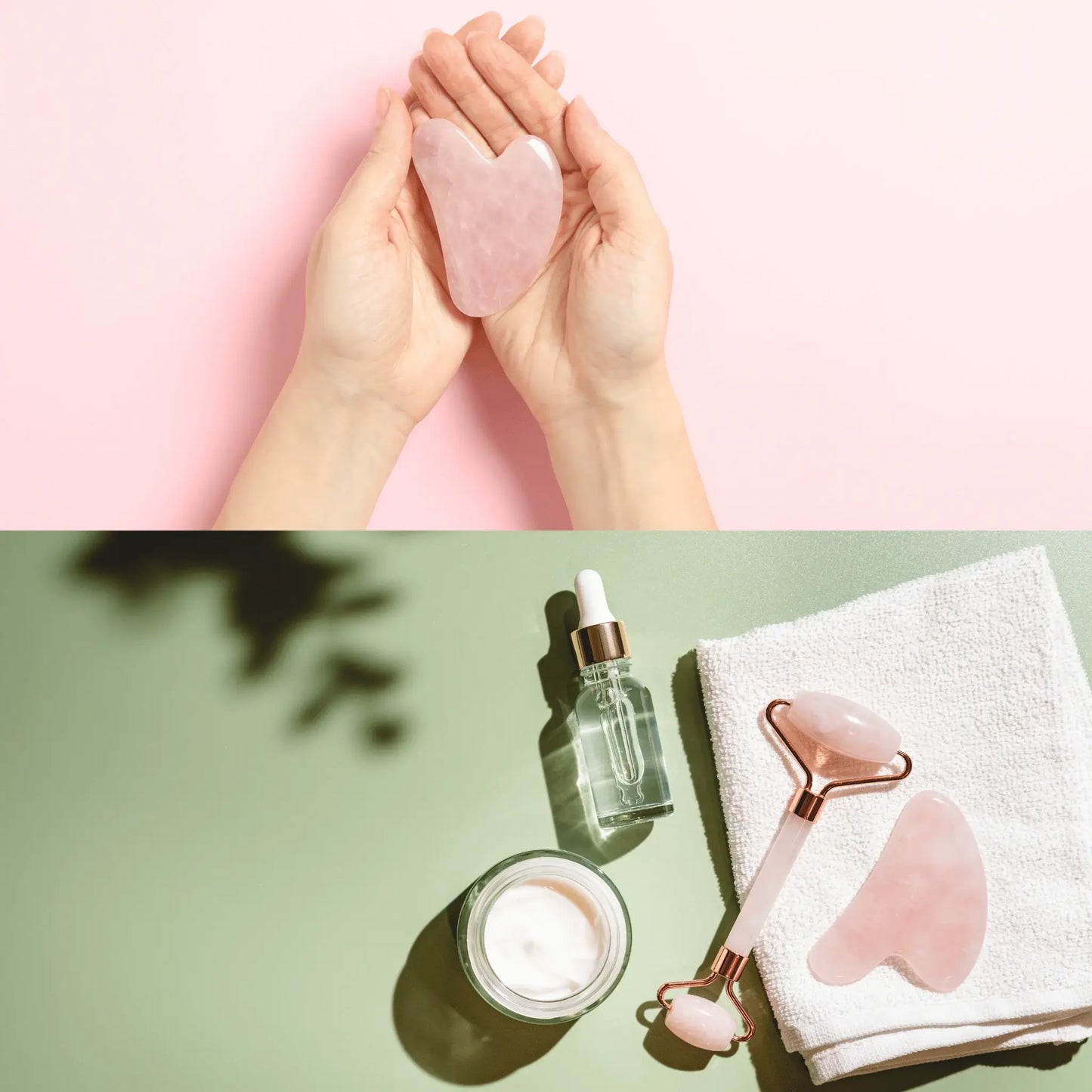 Rose Quartz Jade Roller Gua Sha