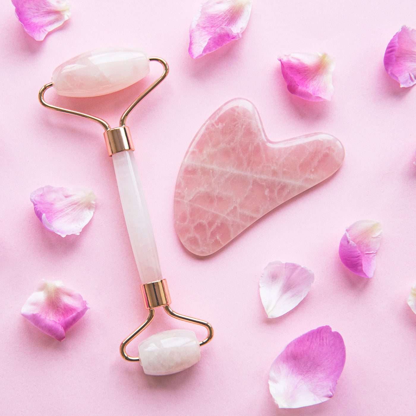 Rose Quartz Jade Roller Gua Sha