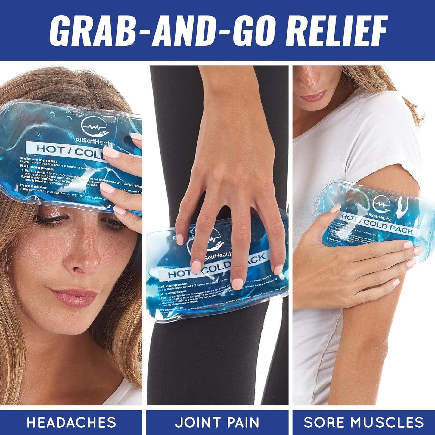 Reusable Hot and Cold Gel Ice Pack for Injury Pain Relief, Hot Cold Compress - 7 Pack