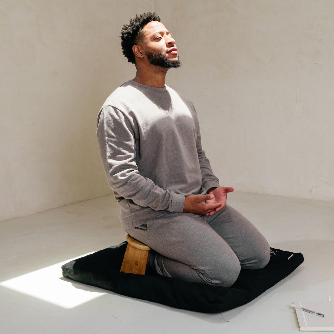 Folding Bamboo Meditation Bench & Zabuton Mat Set