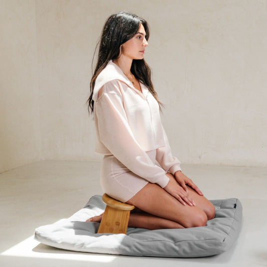 Folding Bamboo Meditation Bench & Zabuton Mat Set