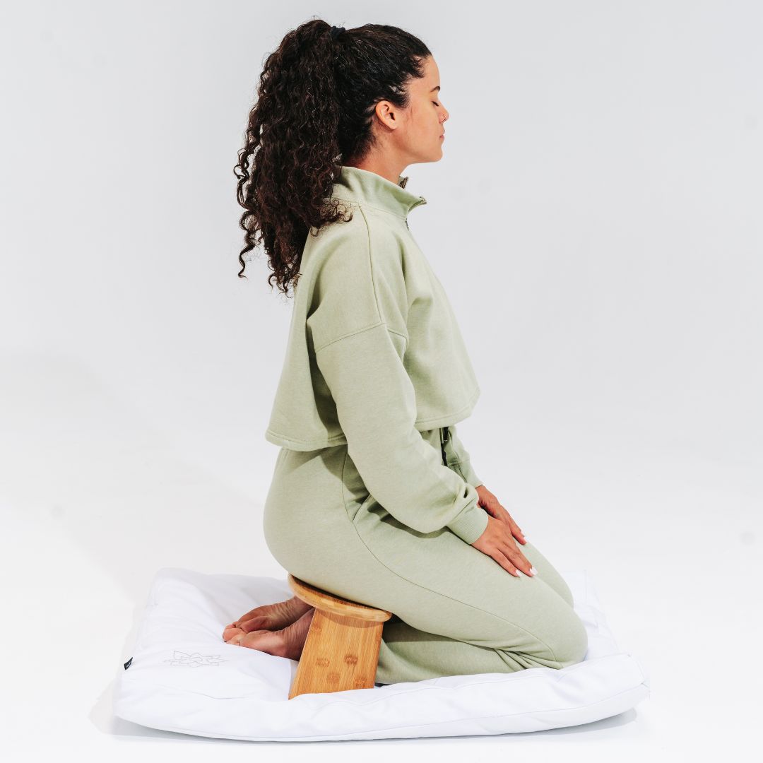 Folding Bamboo Meditation Bench & Zabuton Mat Set