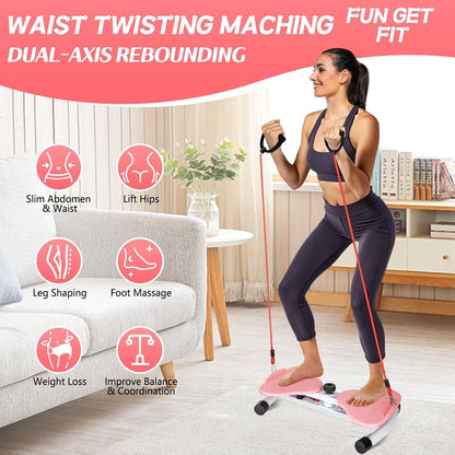 Fitness Waist Twister Board - Noiseless Ab Twister with Resistance Bands for Effective Belly Fat Sculpting