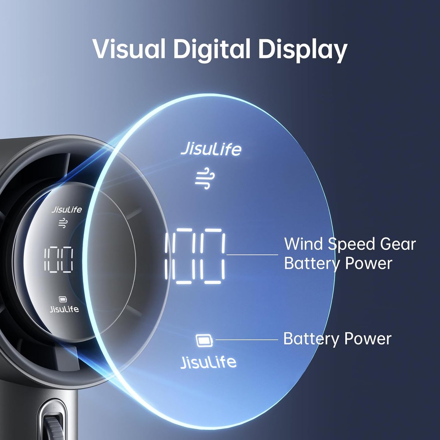 JisuLife Portable Handheld Fan Pro 1S, 1-100 Speed, Adjustable Turbo Mini Rechargeable Personal Fan, Dark Grey