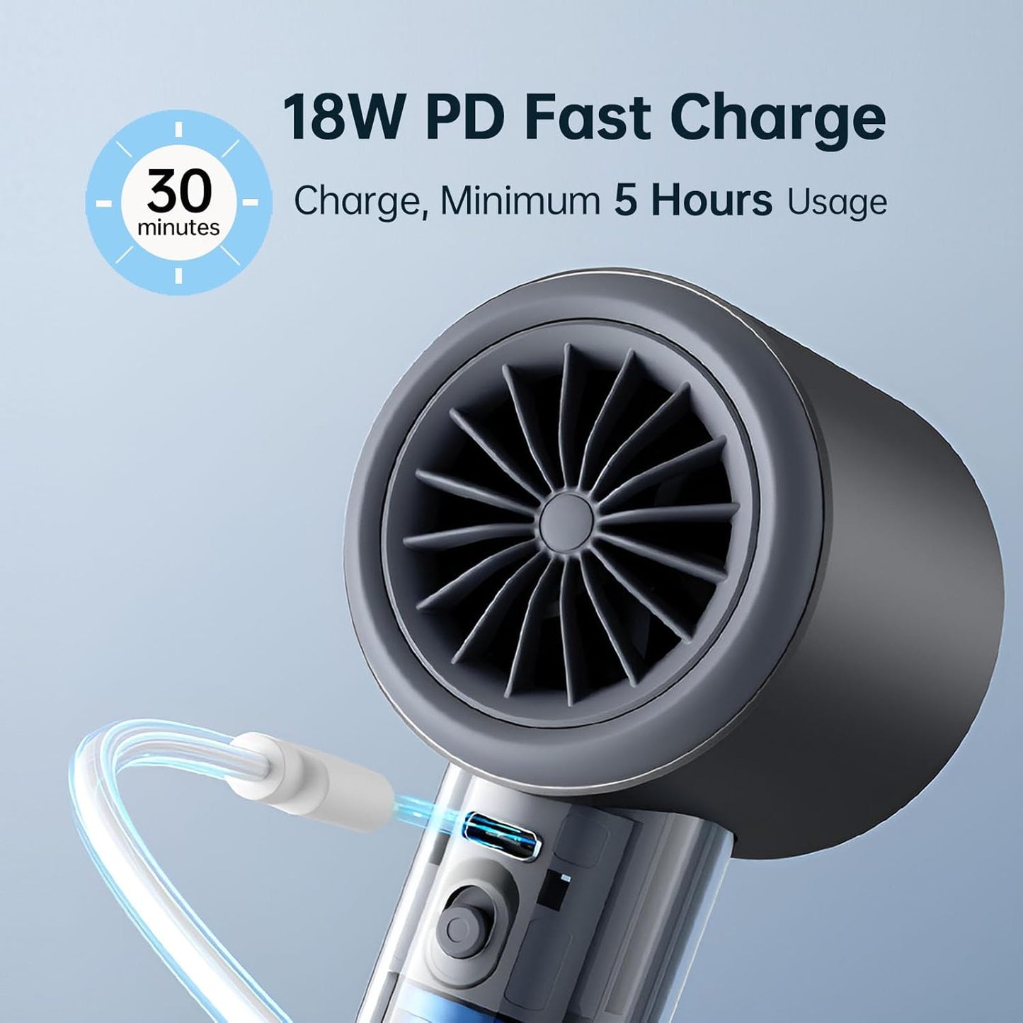 JisuLife Portable Handheld Fan Pro 1S, 1-100 Speed, Adjustable Turbo Mini Rechargeable Personal Fan, Dark Grey
