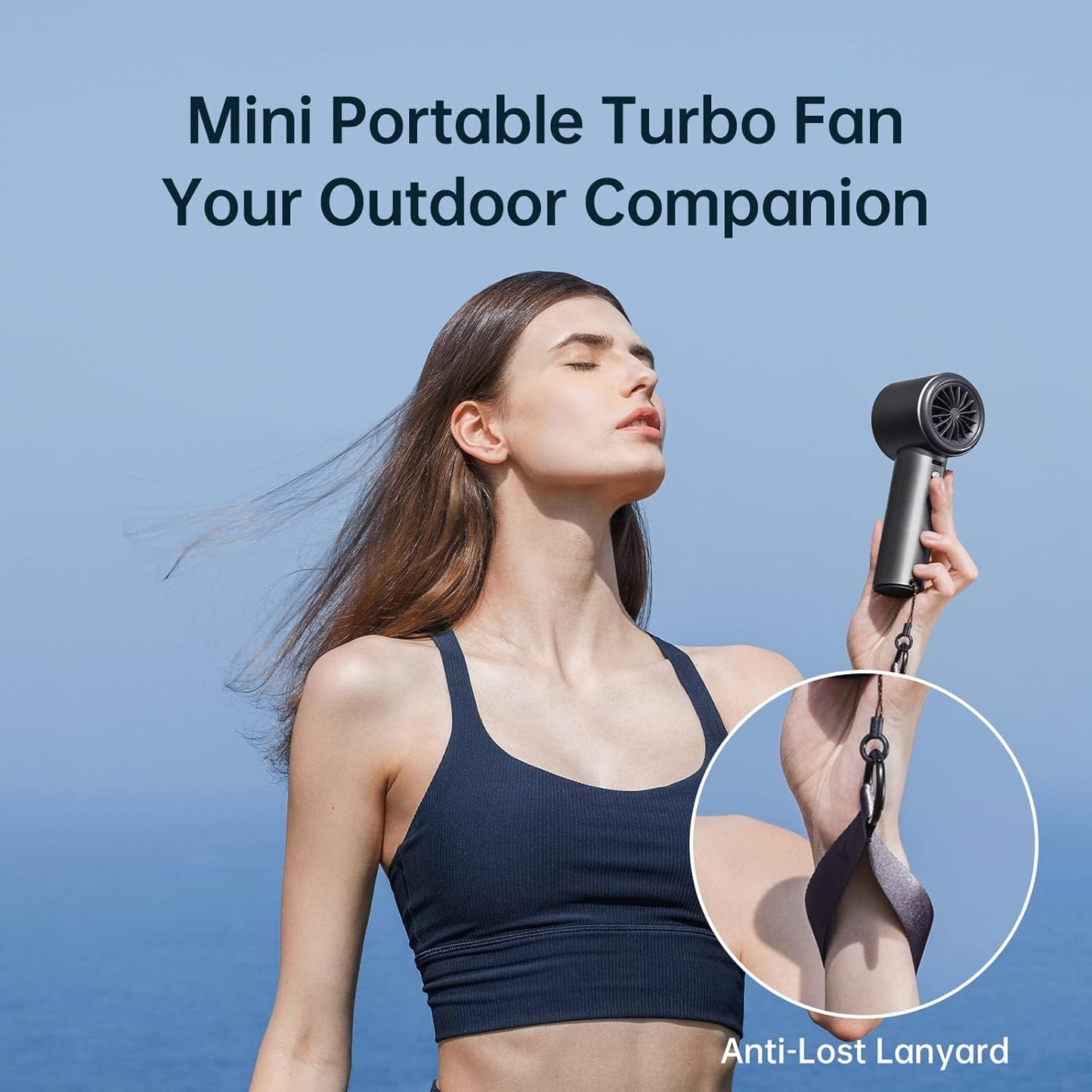 JisuLife Portable Handheld Fan Pro 1S, 1-100 Speed, Adjustable Turbo Mini Rechargeable Personal Fan, Dark Grey