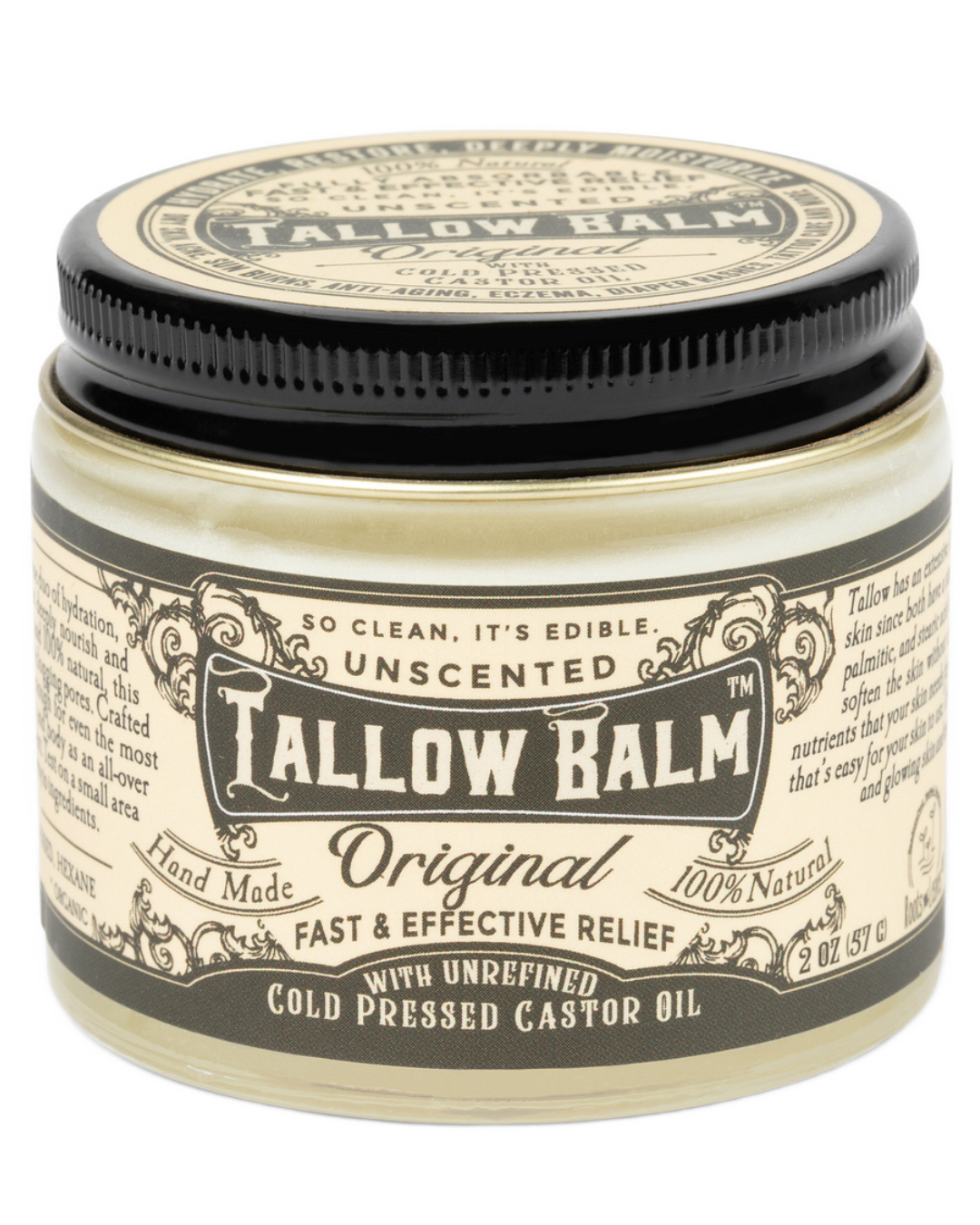 Tallow Balm Original - Unscented with Organic Castor Oil