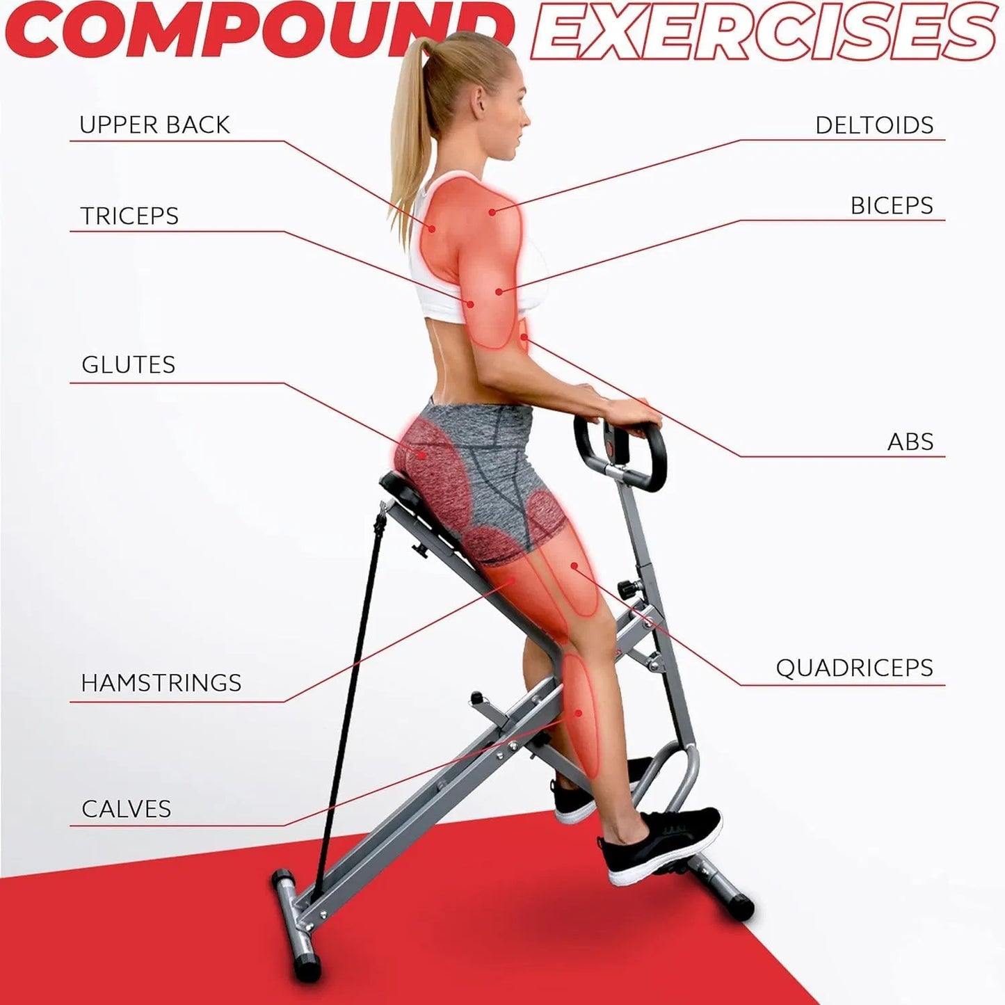 Squat Assist Trainer, Foldable & Easy Setup Exercise Equipment w/Adjustable Resistance